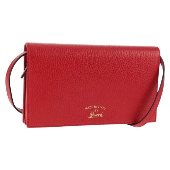 GUCCI Shoulder Wallet Swing Leather Red Gold 368231 534563 Auth BA5829V - Picture 2 of 16